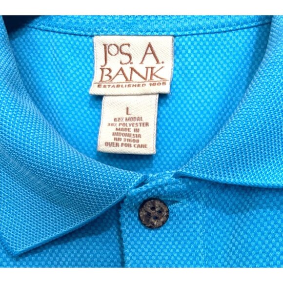 Jos. A Bank Size‎ Large Blue Collared Short Sleeve Polo Shirt 3 Buttons - Picture 5 of 5